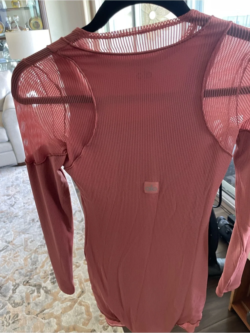 ALO Yoga Dusty Rose Long Sleeve Mini Bodycon Dress